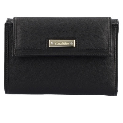 Carteira preta com placa dourada Cavalinho