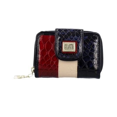 Carteira compacta com padrões relevo e três cores distintas