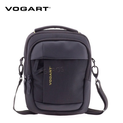 Mala de ombro Vogart preta com bolso frontal e alça ajustável