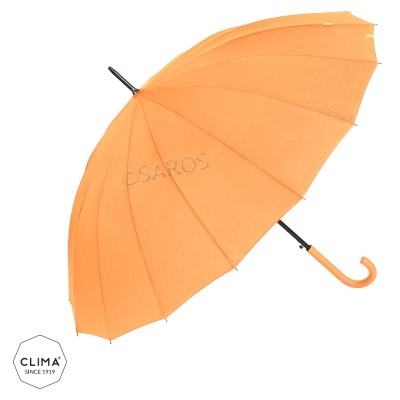 Guarda-chuva laranja com cabo em gancho e logótipo CLIMA