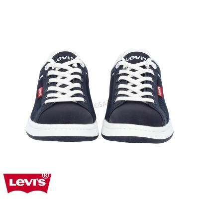Sapatilhas Levi's azul escuro com atacadores e sola brancos