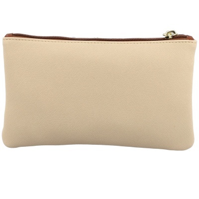 estojo bege com fecho zipper castanho