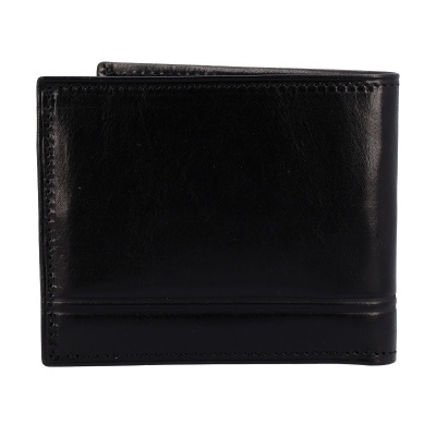 Carteira preta de couro vista frontal