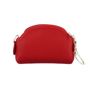 Carteira vermelha pequena com zípper e corrente dourada