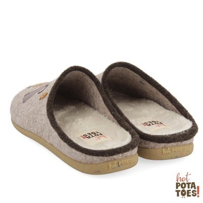 Chinelos Hot Potatoes cinzentos com interior acolchoado e sola castanha