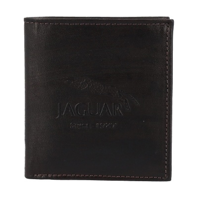 Carteira preta em pele com logótipo Jaguar e texto gravado
