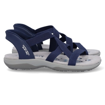 Sandálias Skechers Slip-Ins azul-escuro com tiras cruzadas e sola cinza