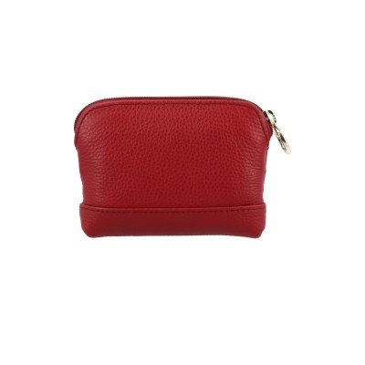 Mala pequena em couro vermelho com fecho de correr