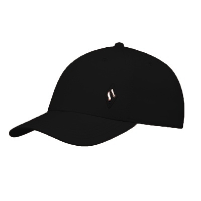 Boné preto com logótipo branco e vermelho