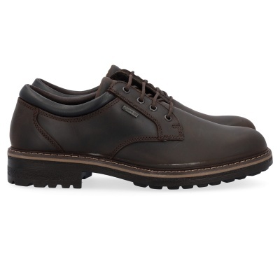 sapatos masculinos de couro castanho escuro com etiqueta Gore-Tex
