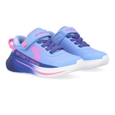 Ténis Skechers desportivos azul, rosa e roxo com velcro e atacadores elásticos