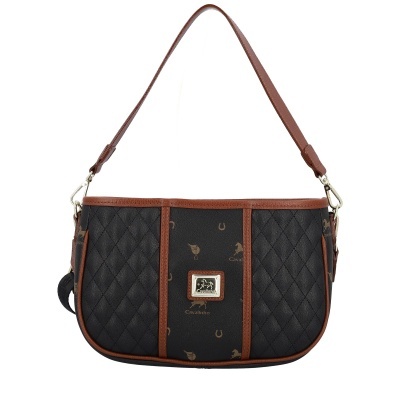 Bolsa preta e castanha Cavalinho com padrão matelassê e logótipo metálico