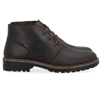 Botas de pele castanha com atacadores e sola preta