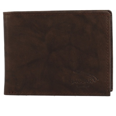 Carteira masculina em pele castanha escura com logótipo JAGUAR