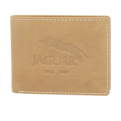 Carteira de pele bege com logótipo Jaguar frontal