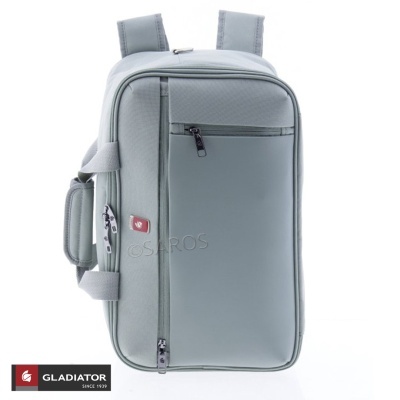 Mochila cinzenta rígida com fechos éclair e alças ajustáveis