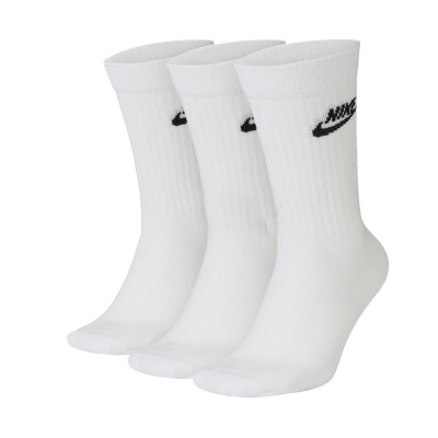 Três meias brancas Nike de cano alto com logótipo preto