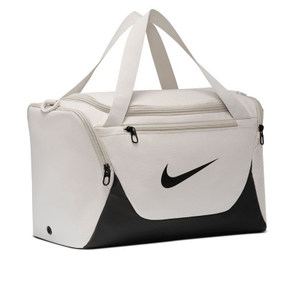Mala desportiva branca com detalhes pretos e logótipo Nike preto