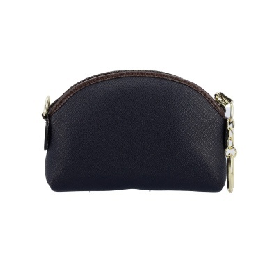 Bolsa pequena preta com fecho castanho e argola dourada