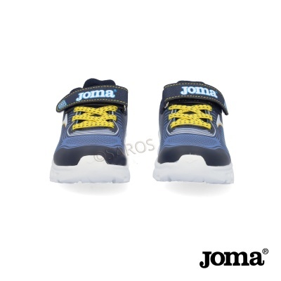Sapatilhas Joma infantis azul escuro com atacadores amarelos
