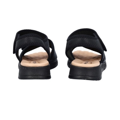 Sandálias pretas com sola texturada preta e interior bege