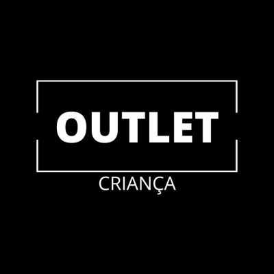 Texto 'OUTLET CRIANÇA' em fundo preto com moldura branca