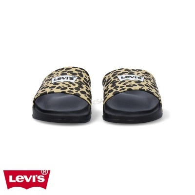 Chinelos Levi's com tiras de padrão leopardo e logo Levi's