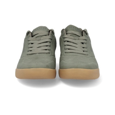 Sapatilhas verdes Skechers com sola castanha e cadarços