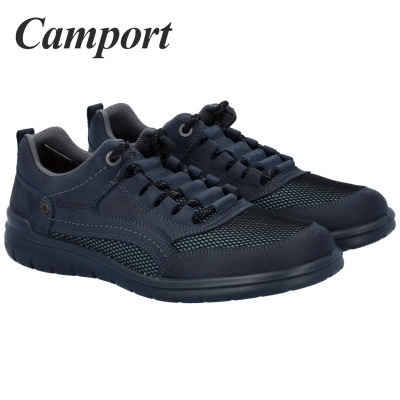 Sapatos Casuais Camport azul escuro com malha e couro sintético