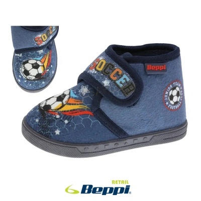 Pantufas infantis azuis Beppi com design de futebol