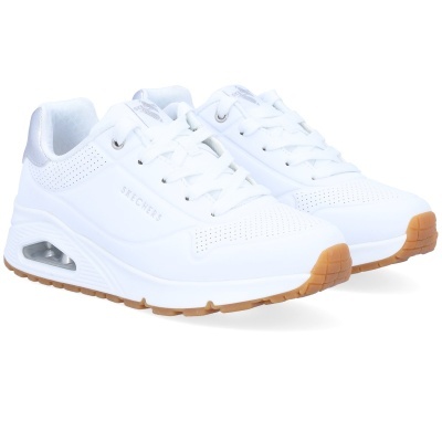 Sapatilhas brancas Skechers com sola castanha