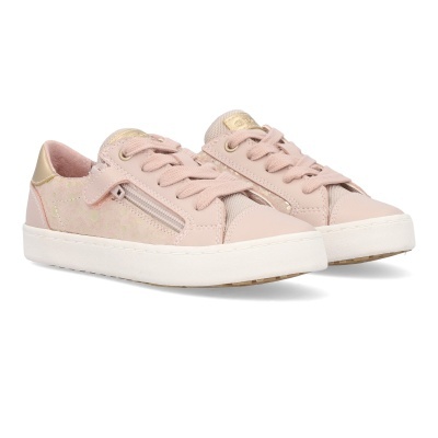 sapatilhas rosa claro com sola branca e fecho de correr lateral