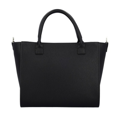 Mala de senhora preta com alças curtas e textura fina