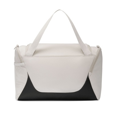 Saco de desporto branco e preto com alças e bolso lateral de rede