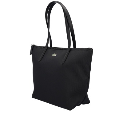 Mala preta de ombro com alças finas e logótipo Lacoste