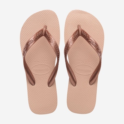 Chinelos Havaianas castanho com textura e logo destacado