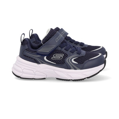Ténis desportivos Skechers azul escuro com velcro e sola branca