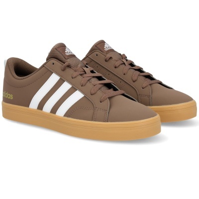 Sapatilhas Adidas castanhas com riscas brancas e sola castanha clara