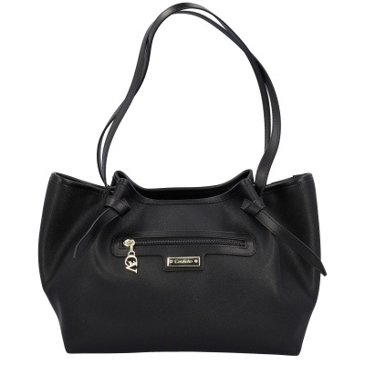 Mala preta de senhora com alças duplas e fecho de correr frontal