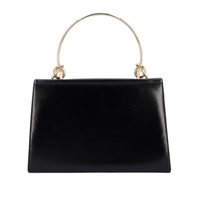 Mala de mão preta com alça dourada