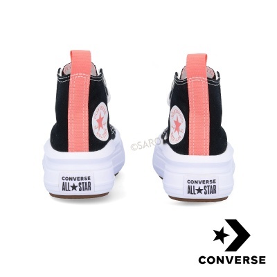 Ténis Converse All Star pretos com sola branca e tira cor-de-rosa
