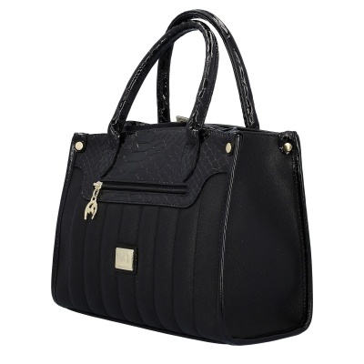 Mala de senhora preta com alças e fecho de correr frontal