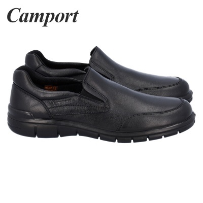 Sapatos masculinos Camport em pele preta slip-on