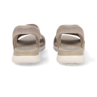 Sandálias desportivas bege com sola branca e suporte acolchoado