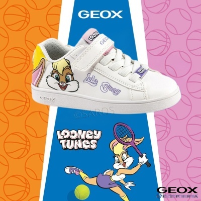 Sapatilha branca com personagem Lola Bunny e texto Looney Tunes.