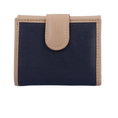 Carteira pequena azul escuro com fecho bege