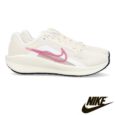 Ténis de corrida Nike creme com swoosh rosa