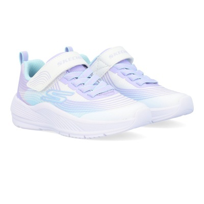 sapatilhas Skechers para criança lilás, branco e azul claro com fecho de velcro