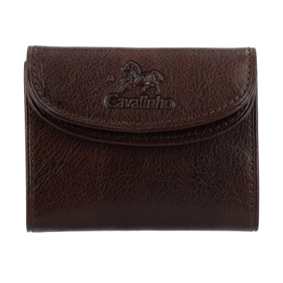 Carteira de couro castanho com logótipo Cavalinho