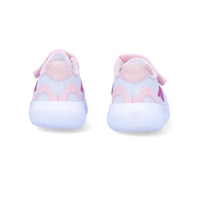 Ténis desportivos branco com rosa vistos de trás